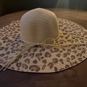 Leopard Print Straw Floppy Sun Hat